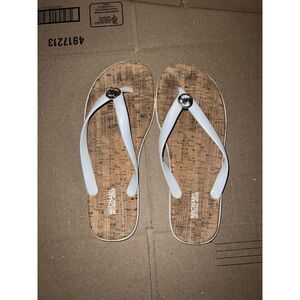 Michael Kors Women's Thong Flats Sandals White Round Toe PVC Size 8
